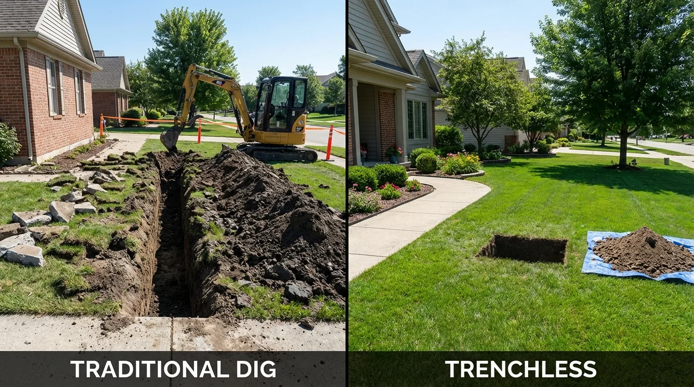Trenchless sewer repair with minimal yard damage versus traditional excavation in Alto, GA
